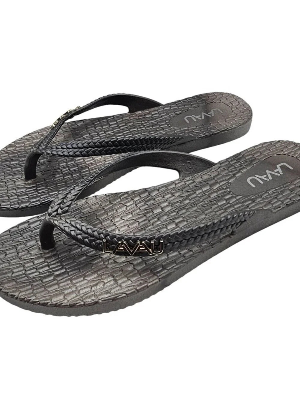Lavau Womens Sz 10 Flip Flop Sandals Silver Gray